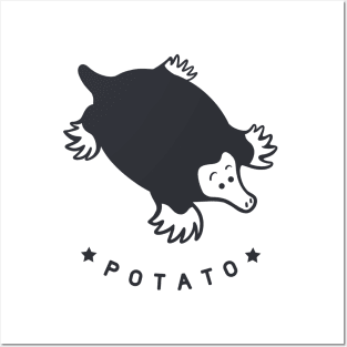 Chonky mole. minimal art of a cute furry potato in dark ink Posters and Art